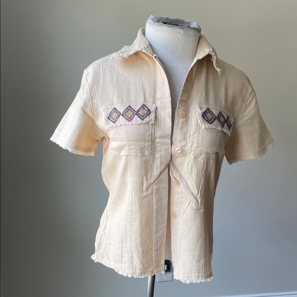 Elegant Embroidered Cream Blouse